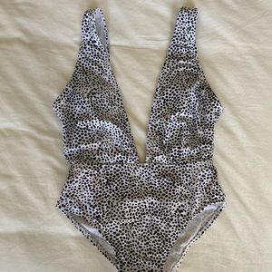 Plunging one piece swimsuit